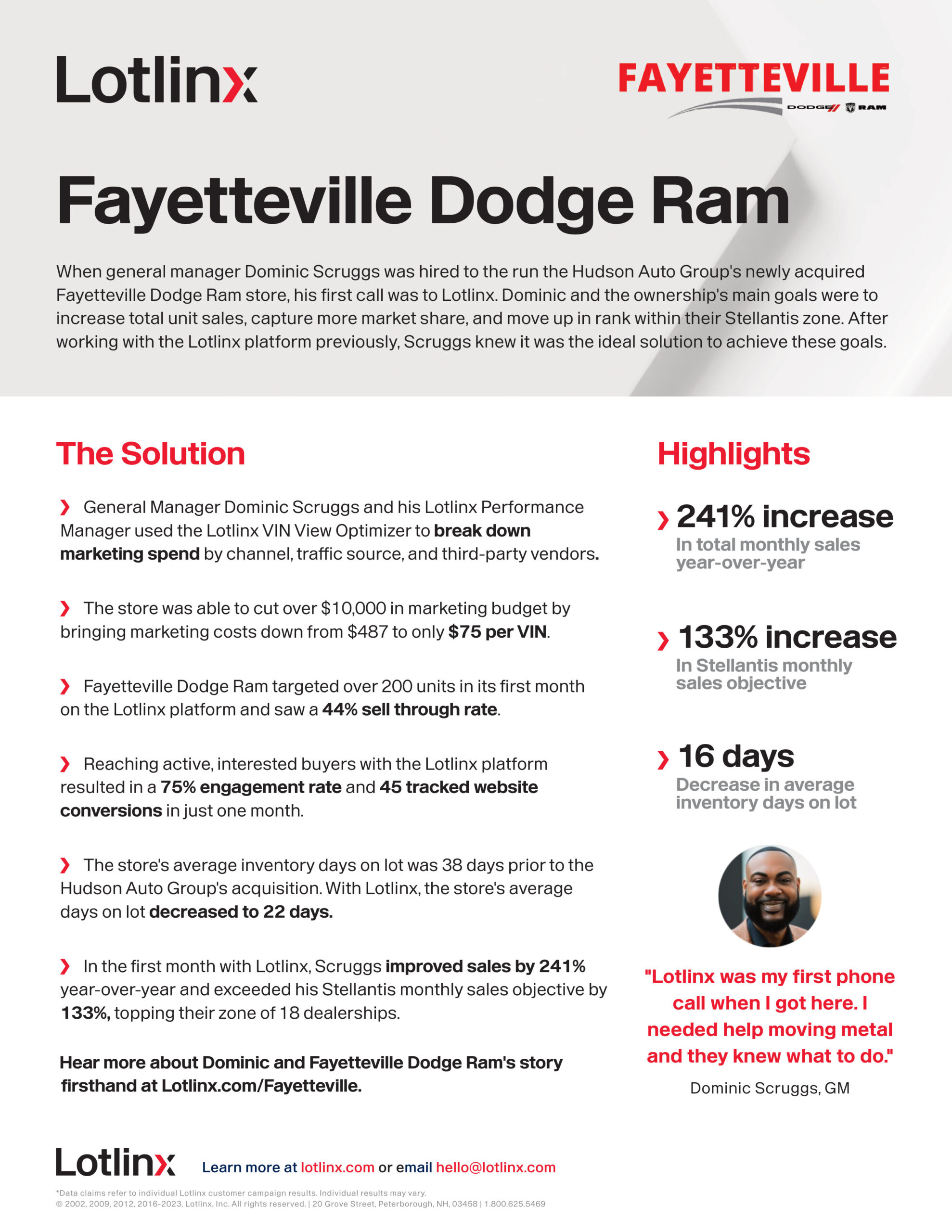 Fayetteville Dodge Ram Boosts Sales 241% With Lotlinx- Check Out This Lotlinx Case Study