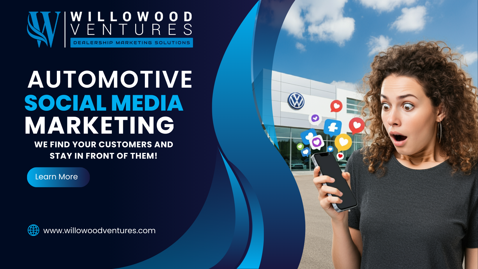 Lady brought to the dealership by Automotive social media agency ads by Willowood Ventures